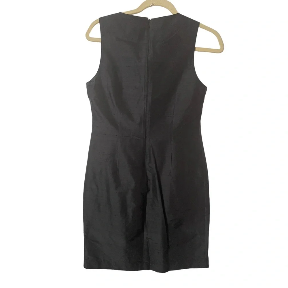 Hugo Buscati Collection Black Silk Shantung‎ Sleeveless Shift Dress